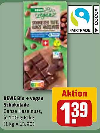 REWE Bio + vegan Schokolade