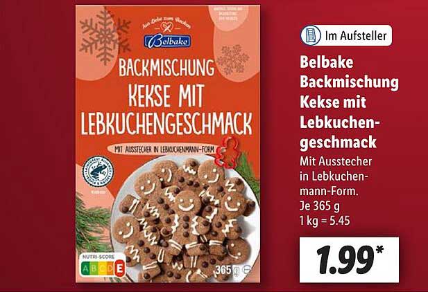 Belbake Backmischung Kekse mit Lebkuchengeschmack