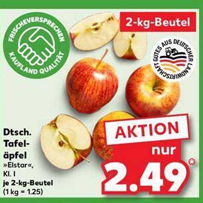 Dtsch. Tafeläpfel »Elstar«, Kl. I je 2-kg-Beutel