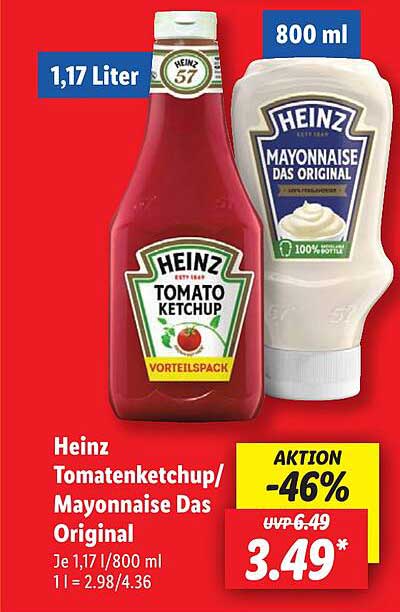 Heinz Tomatenketchup/Mayonnaise Das Original