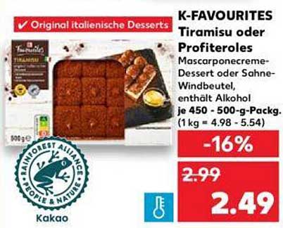 K-FAVOURITES Tiramisu oder Profiteroles