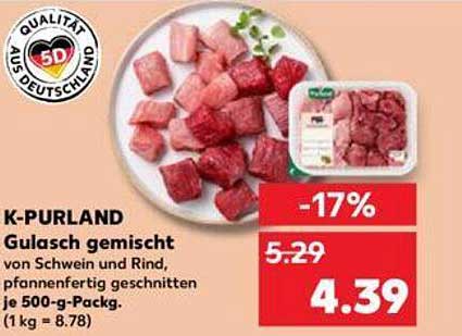 K-PURLAND Gulasch gemischt von Schwein und Rind