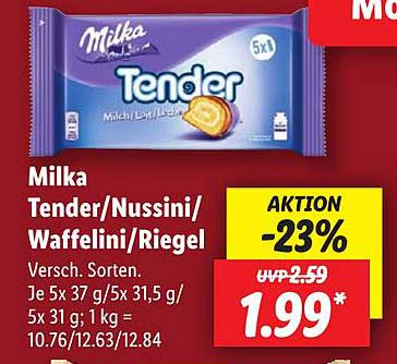 Milka Tender/Nussini/Waffelini/Riegel