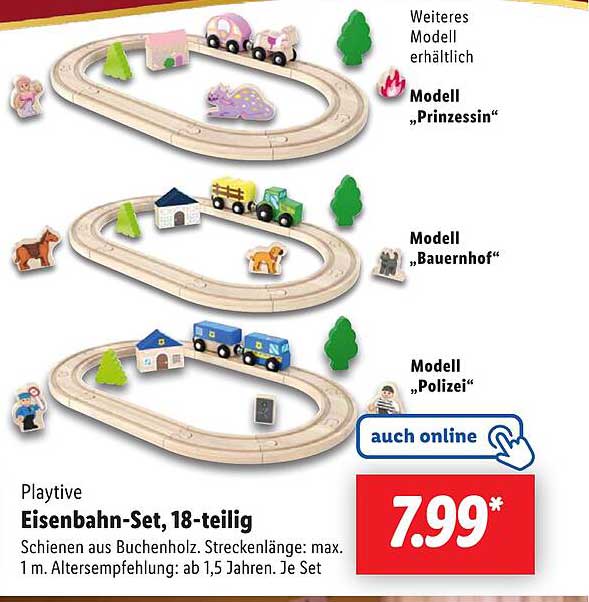 Playtive Eisenbahn-Set, 18-teilig