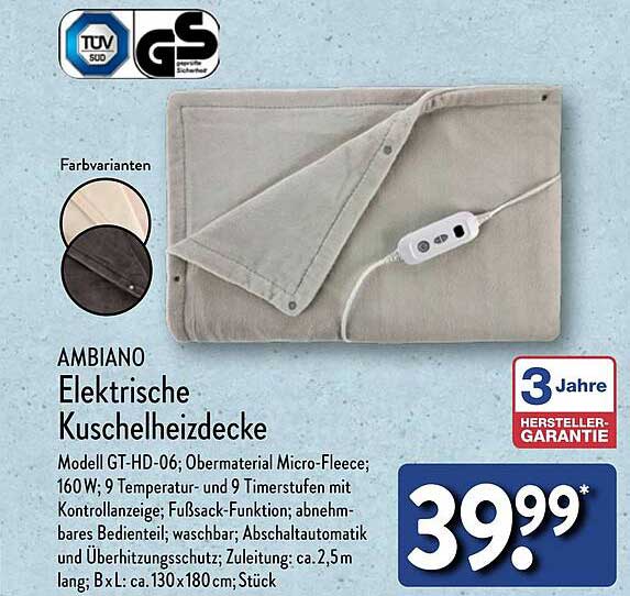 AMBIANO Elektrische Kuschelheizdecke