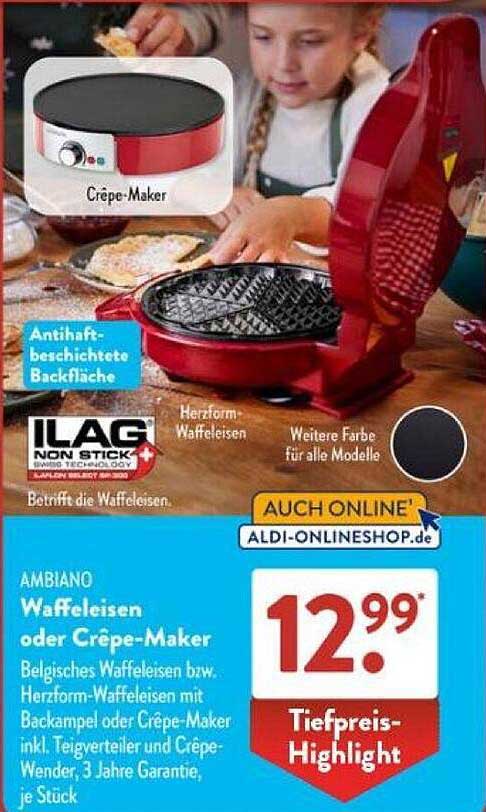 AMBIANO Waffeleisen oder Crêpe-Maker