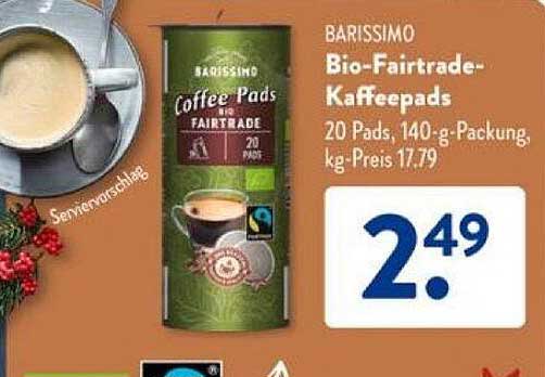 BARISSIMO Bio-Fairtrade-Kaffeepads