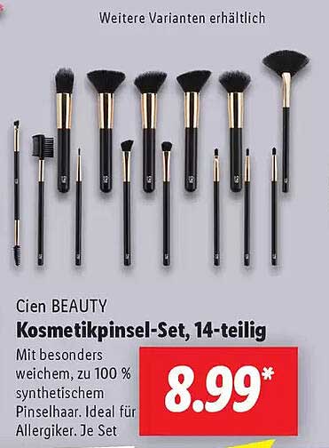 Cien BEAUTY Kosmetikpinsel-Set, 14-teilig