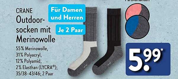 CRANE Outdoorsocken mit Merinowolle