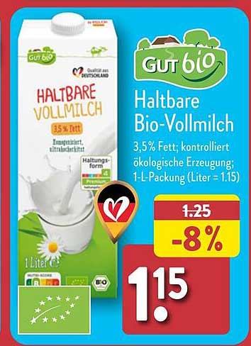 Haltbare Bio-Vollmilch