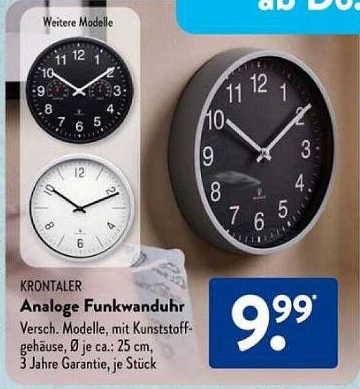 KronTaler Analoge Funkwanduhr