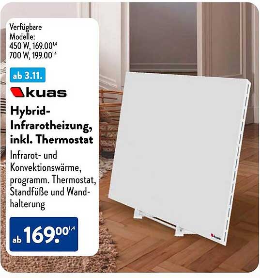 kuas Hybrid-Infrarotheizung, inkl. Thermostat