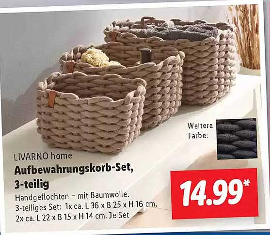 LIVARNO home Aufbewahrungskorb-Set, 3-teilig