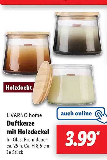 LIVARNO home Duftkerze mit Holzdeckel