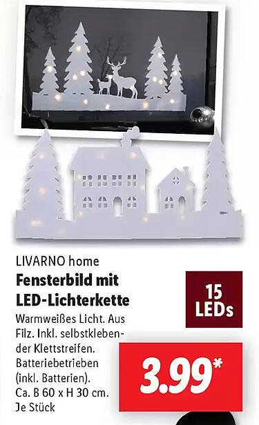 LIVARNO home Fensterbild mit LED-Lichterkette