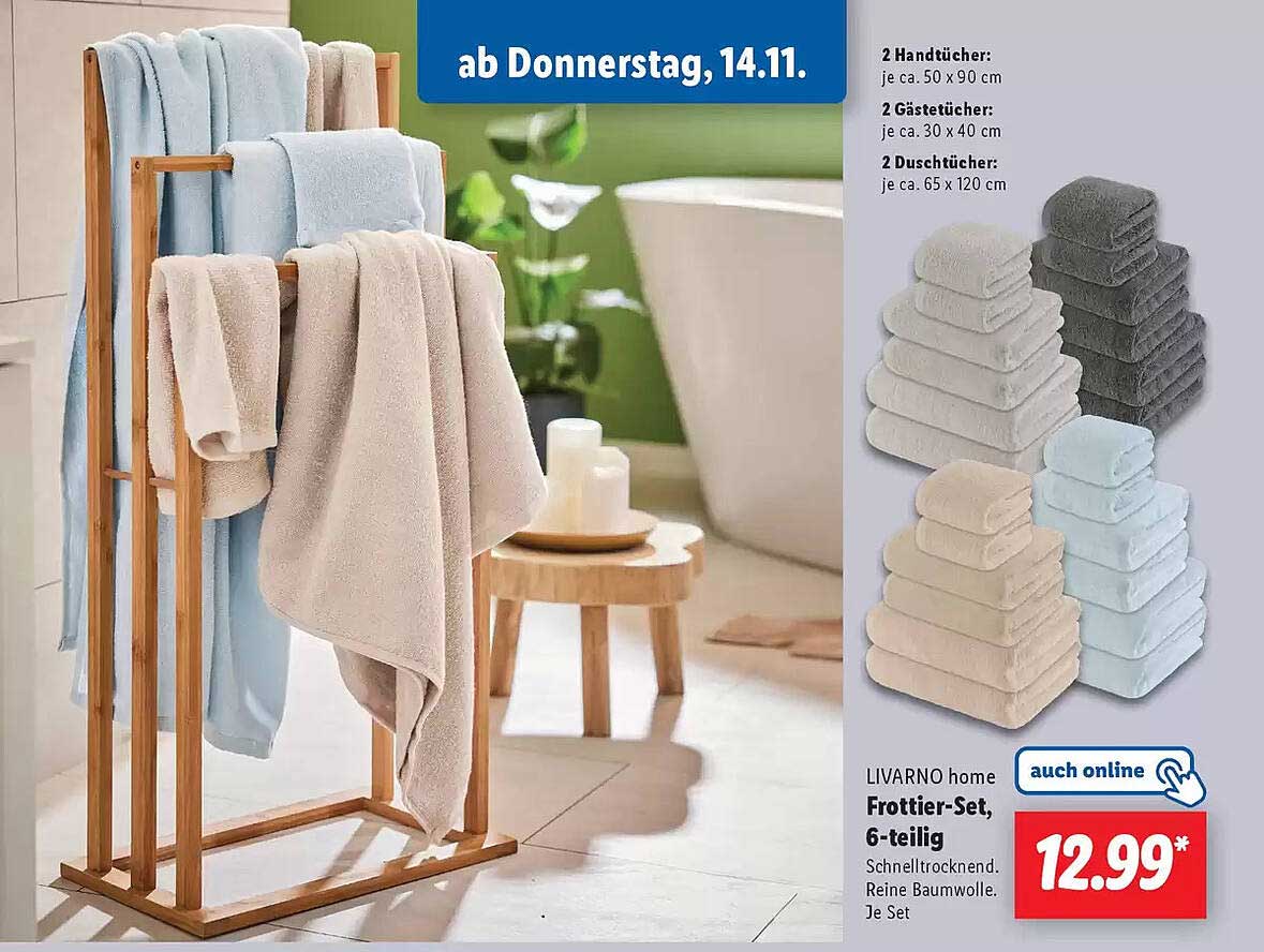 LIVARNO home Frottier-Set, 6-teilig