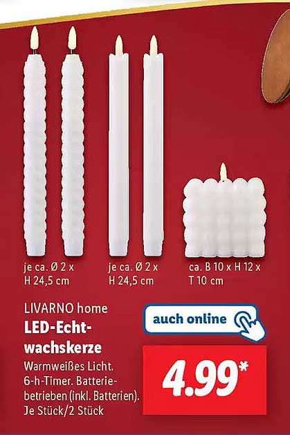 LIVARNO home LED-Echtwachskerze