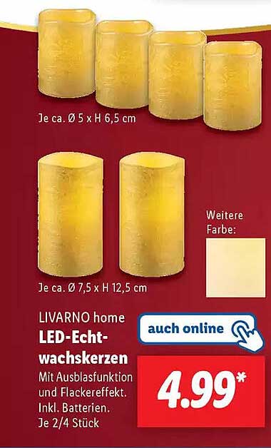 LIVARNO home LED-Echtwachskerzen