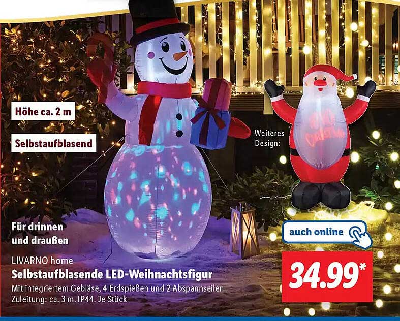 LIVARNO home Selbstaufblasende LED-Weihnachtsfigur