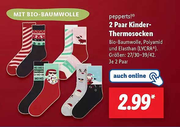 pepperts!® 2 Paar Kinder-Thermosocken