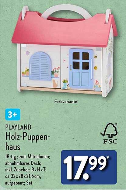 PLAYLAND Holz-Puppenhaus