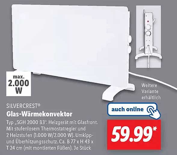 SILVERCREST® Glas-Wärmekonvektor