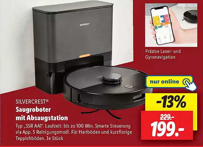 SILVERCREST® Sauroboter mit Absaugstation