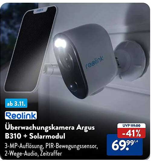 Überwachungskamera Argus B310 + Solarmodul