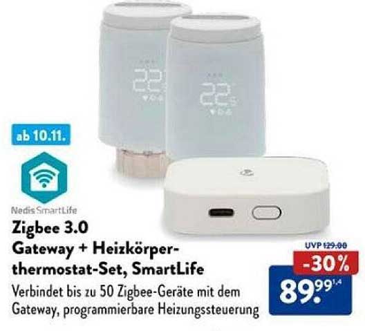 Zigbee 3.0 Gateway + Heizkörperthermostat-Set, SmartLife