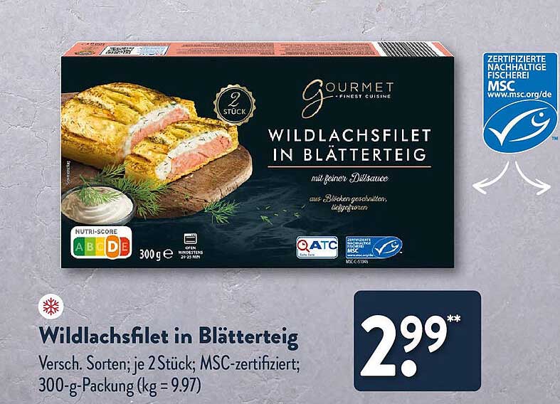 Wildlachsfilet in Blätterteig