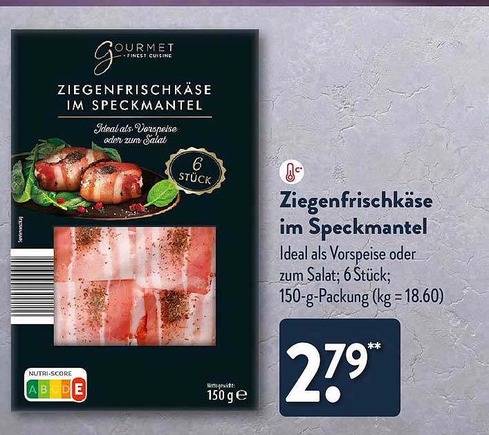 Ziegenfrischkäse im Speckmantel